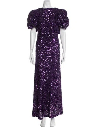 Pre-owned Rotate Birger Christensen Patterned Long Dress In Purple