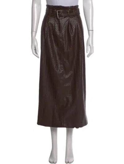 Pre-owned Rotate Birger Christensen Patterned Long Skirt In Brown