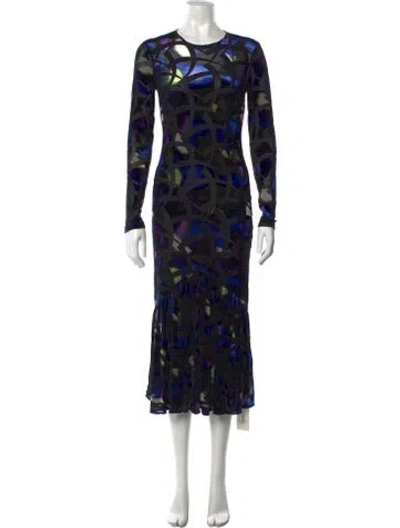 Pre-owned Rotate Birger Christensen Patterned Midi Length Dress In Black