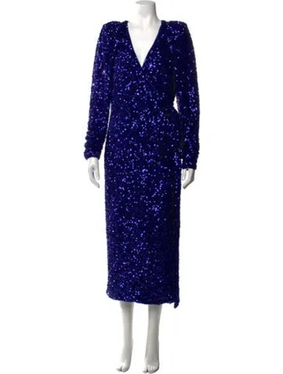 Pre-owned Rotate Birger Christensen Patterned Midi Length Dress In Blue