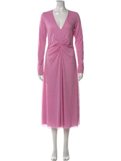Pre-owned Rotate Birger Christensen Patterned Midi Length Dress W/ Tags In Pink