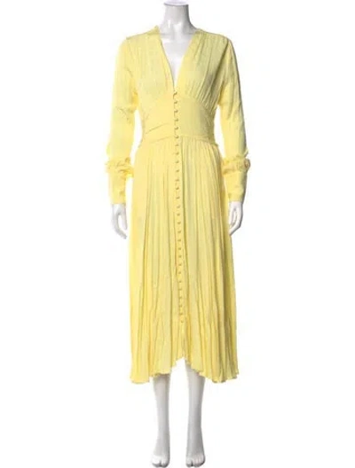 Pre-owned Rotate Birger Christensen Patterned Midi Length Dress In Yellow