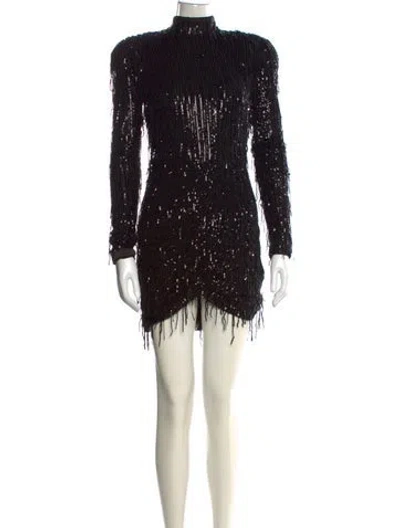 Pre-owned Rotate Birger Christensen Patterned Mini Dress In Black