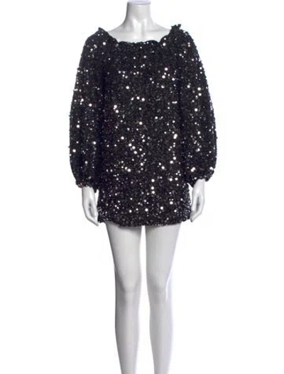 Pre-owned Rotate Birger Christensen Patterned Mini Dress In Black