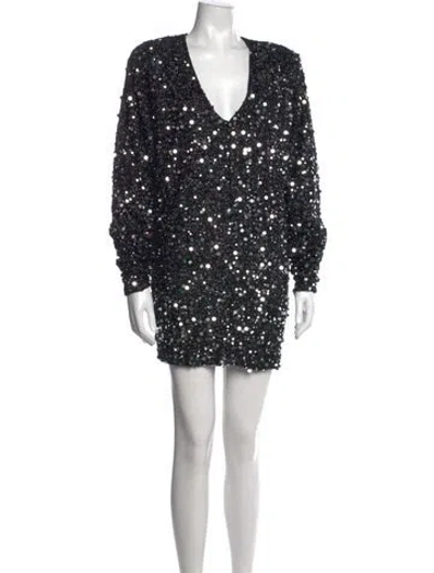 Pre-owned Rotate Birger Christensen Patterned Mini Dress In Black