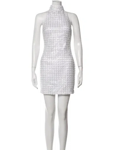 Pre-owned Rotate Birger Christensen Patterned Mini Dress In Black/white