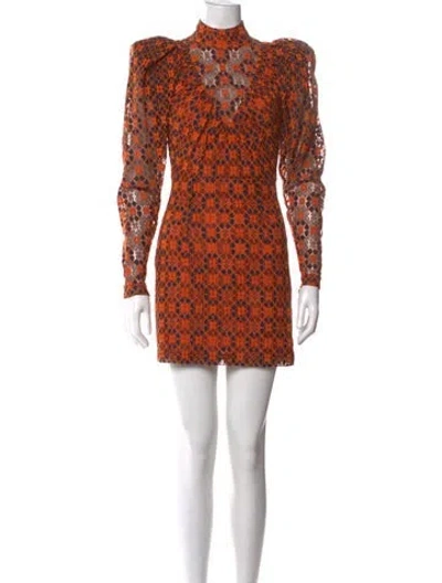 Pre-owned Rotate Birger Christensen Patterned Mini Dress In Orange