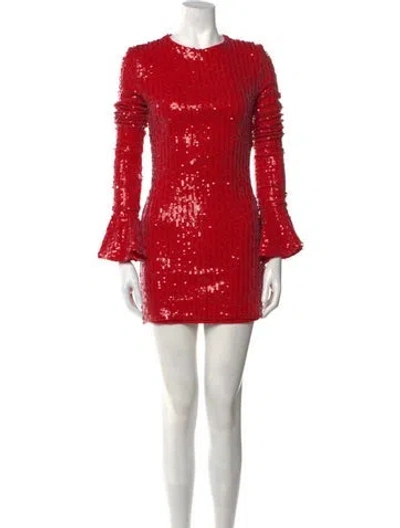 Pre-owned Rotate Birger Christensen Patterned Mini Dress In Red
