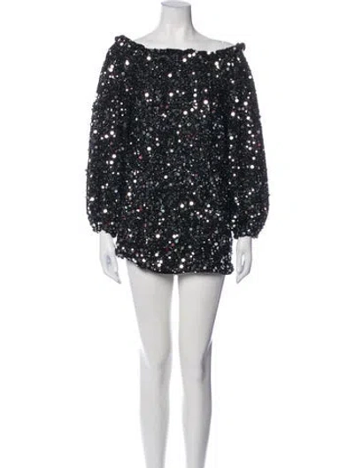 Pre-owned Rotate Birger Christensen Patterned Mini Dress W/ Tags In Black