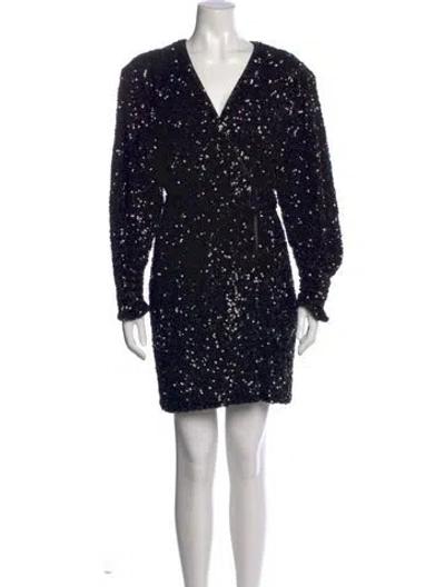 Pre-owned Rotate Birger Christensen Patterned Mini Dress W/ Tags In Black