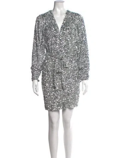 Pre-owned Rotate Birger Christensen Patterned Mini Dress W/ Tags In Metallic/silver