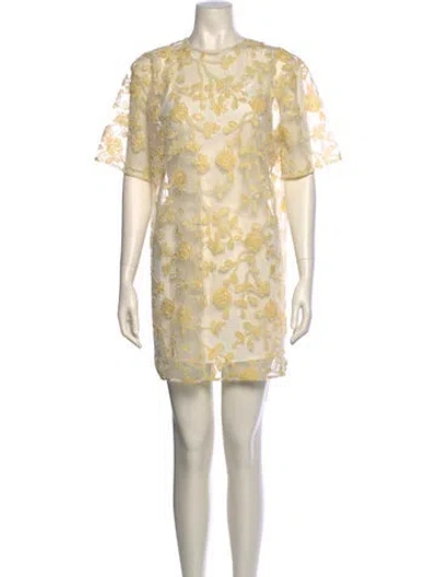 Pre-owned Rotate Birger Christensen Patterned Mini Dress W/ Tags In Neutral
