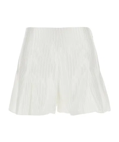 Rotate Birger Christensen White Flowing Striped Shorts In Viscose And Cotton For Women