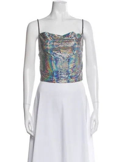 Pre-owned Rotate Birger Christensen Patterned Square Neckline Crop Top In Multi