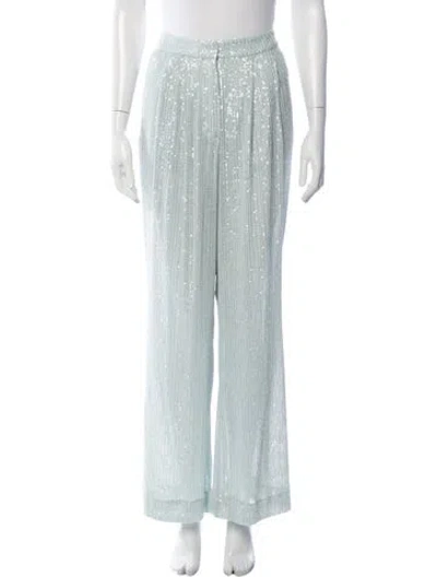 Pre-owned Rotate Birger Christensen Patterned Wide Leg Pants W/ Tags In Blue