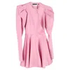 Rotate Birger Christensen Pauline Puff-sleeve Satin Mini Dress In Pink Recycled Polyester In Multi