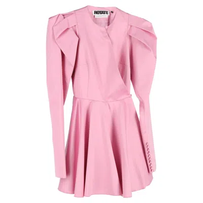 Rotate Birger Christensen Pauline Puff-sleeve Satin Mini Dress In Pink Recycled Polyester In Multi