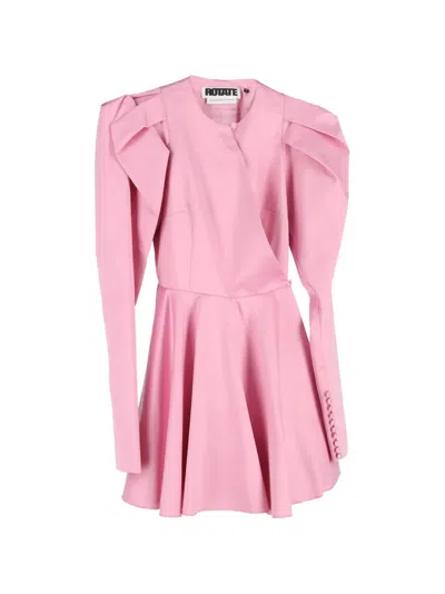 Pre-owned Rotate Birger Christensen Paulineppuff-sleeve Wrap Mini Dress In Pink