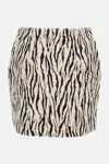 Rotate Birger Christensen Womens Egret Comb Printed Faux-fur Cotton-blend Mini Skirt In Multi