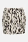 Rotate Birger Christensen Womens Egret Comb Printed Faux-fur Cotton-blend Mini Skirt In Multi