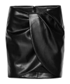 Rotate Birger Christensen Draped Faux Leather Mini Skirt In Black