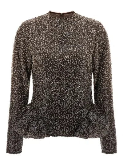 Rotate Birger Christensen Peplum-detail Top In Gray