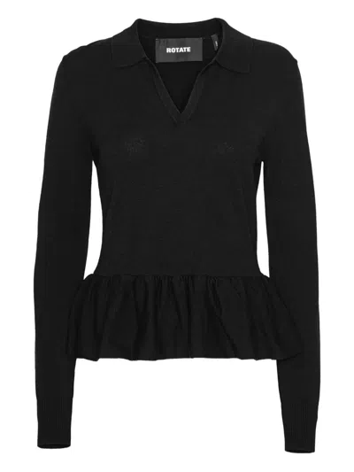 Rotate Birger Christensen Peplum Knit Top In Black