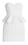 Rotate Birger Christensen Strapless Sequined Tulle Peplum Mini Dress In White