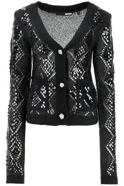 Rotate Birger Christensen Perforated Cardigan With In Black (black)