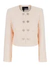 Rotate Birger Christensen Rotate Pink Cropped Jacket With Jewel Buttons In Tweed Woman In Pink