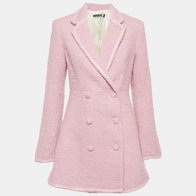 Pre-owned Rotate Birger Christensen Pink Bouclé Mini Tuxedo Dress M