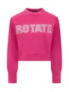 Rotate Birger Christensen Rotate Rhinestone Logo Organic Cotton Sweater In Pink