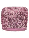 Rotate Birger Christensen Pink Crop Top With All-over Sequins In Pink