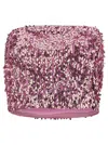 Rotate Birger Christensen Pink Crop Top With All-over Sequins In Recycled Fabric Woman