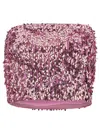 Rotate Birger Christensen Rotate Women Pink Crop Top With All-over Sequins In Recycled Fabric Woman In Pink