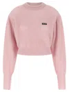 Rotate Birger Christensen Short Knit Puff Sweater In Pink