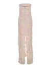 Rotate Birger Christensen Pink Off-shoulder Sleeveless Long Dress With All-over Floral Embroidey And Rear Single Slit