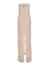 Rotate Birger Christensen Pink Off-shoulder Sleeveless Long Dress With All-over Floral Embroidey And Rear Single Slit In Pink
