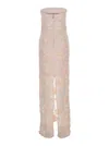 Rotate Birger Christensen Pink Off-shoulder Sleeveless Long Dress With All-over Floral Embroidey And Rear Single Slit In Pink