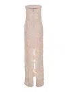 Rotate Birger Christensen Pink Off-shoulder Sleeveless Long Dress With All-over Floral Embroidey And Rear Single Slit