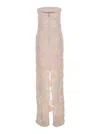 Rotate Birger Christensen Pink Off-shoulder Sleeveless Long Dress With All-over Floral Embroidey And Rear Single Slit In Pink