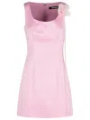 Rotate Birger Christensen Rotate Satin Flower Dress With Square Neckline In Pink