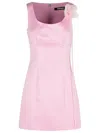Rotate Birger Christensen Rotate Satin Flower Dress With Square Neckline In Pink