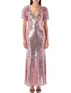 Rotate Birger Christensen Pink Sequin-embellished Midi Dress In Multi