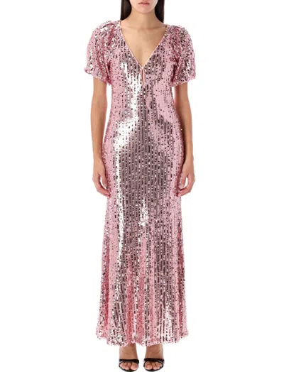 Rotate Birger Christensen Pink Sequin-embellished Midi Dress
