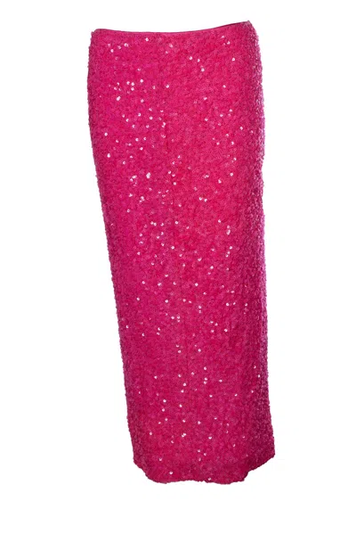 Rotate Birger Christensen , Pink Sequinned Skirt With Back Slit