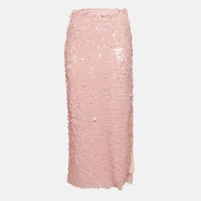 Rotate Birger Christensen Pink Sequins Caitlin Midi Skirt