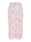 Rotate Birger Christensen Pink Skirt With Pencil Design And Beaded Floral Detail In Fabric Woman In Pink