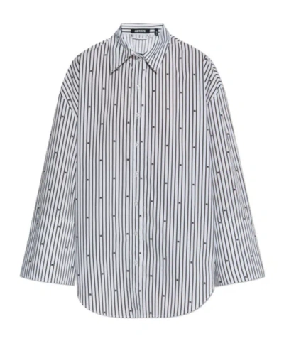 Rotate Birger Christensen Pinstripe Shirt In Blue