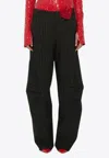 Rotate Birger Christensen Sequin Pinstripe Wide-leg Trousers In Black